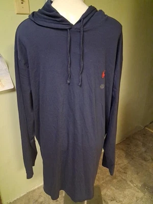 Polo Ralph Lauren Hooded Long Sleeve Cotton T Shirt Navy Blue Men’s 2XLT Logo - Image 1 of 4