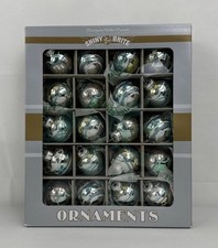 Christopher Radko Shiny Brite 20 Ornaments Blue  Silver 1.5" Various Patterns