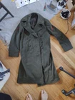 VINTAGE WWII WW2 Green Wool Army Trench Coat Overcoat Military Rare 38