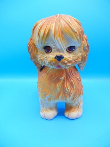 Vintage 1964 Rubber Squeak Toy Shaggy Brown Dog Edward Mobley Arrow Rubber - Picture 2 of 10