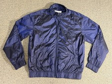 Sergio Tacchini Windbreaker Track Jacket Mens Medium Navy Blue Softshell Pockets