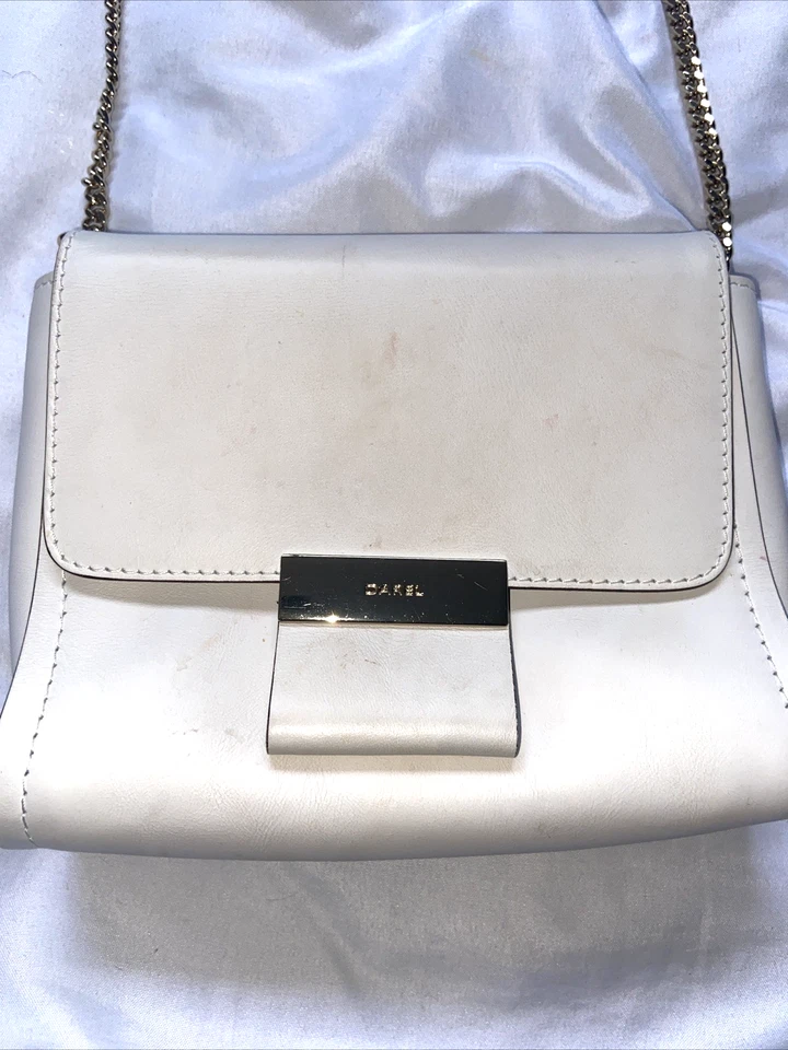 Gerard Darel Lipp Paris 6 Clutch Purse Handbag Chain Leather White Cream Rare - Image 3 of 4