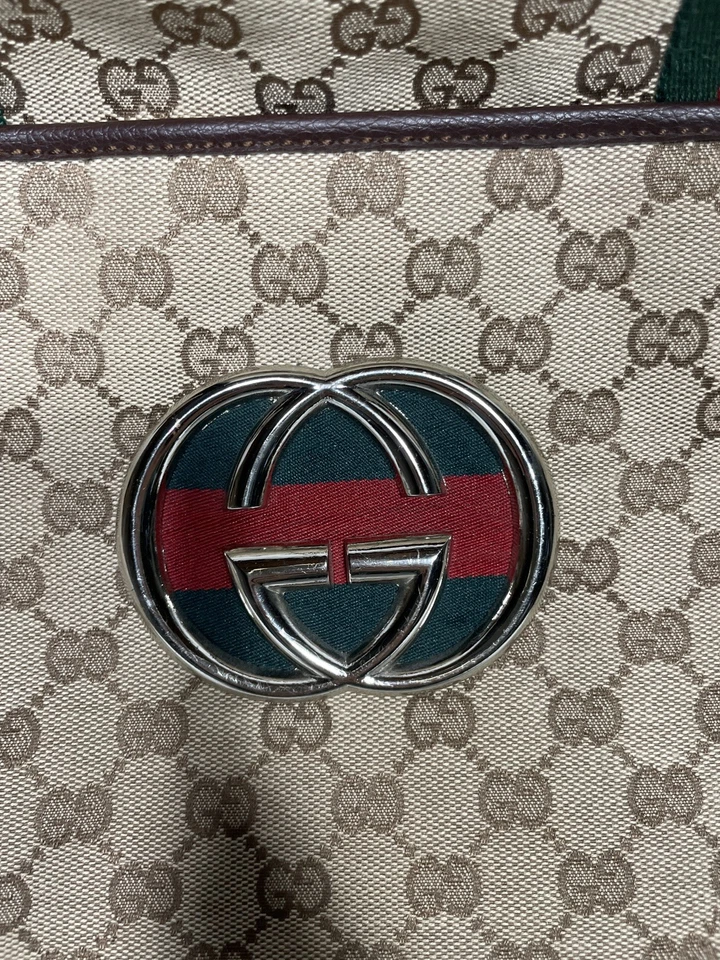 Bolso de Viaje Gucci Vintage Retro Bolso de Hombro Lona Cuero Foto 2 de 4