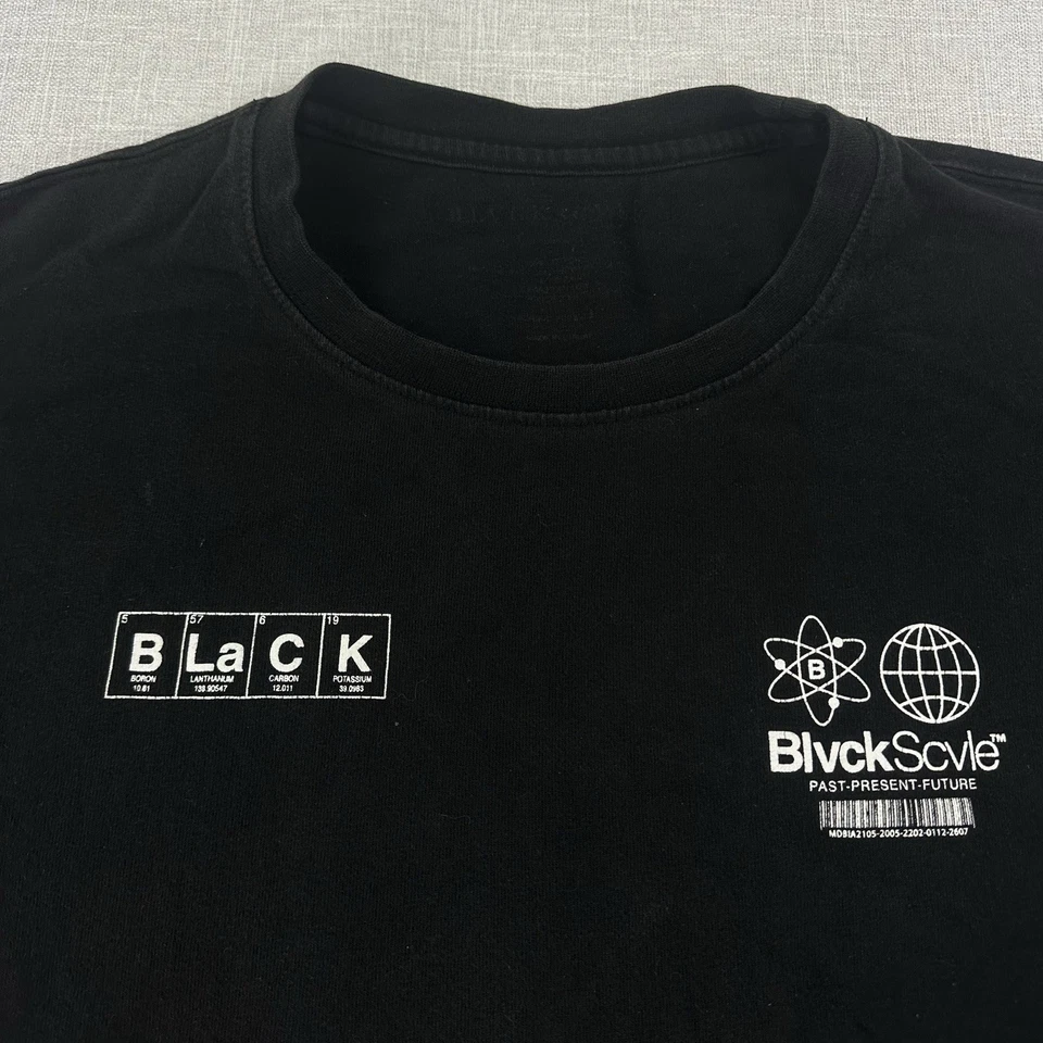 Black Scale Graphic Tshirt Mens 2XL Black Crew Skate Street USA Tee Front Back - image 2 of 4