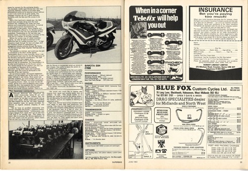 SUPERBIKE MAGAZINE JUNE 1983-BIMOTA SB4 KAWASAKI Z750GP HONDA VF750F TRIUMPH 900 - Picture 4 of 9
