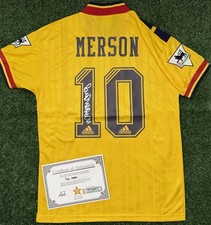 Paul Merson Hand Signed Arsenal 1992-94 Away Shirt with EXACT VIDEO PROOF & COA