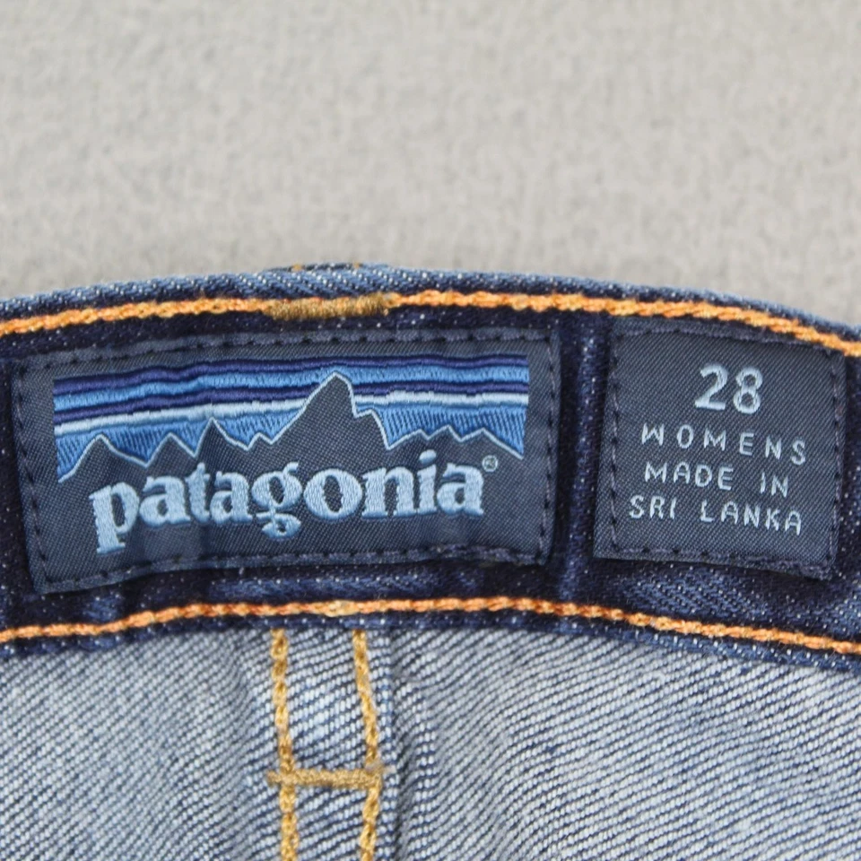 Pantalones de mezclilla Patagonia para mujer 28 calce ajustado algodón orgánico azul senderismo al aire libre Foto 3 de 4