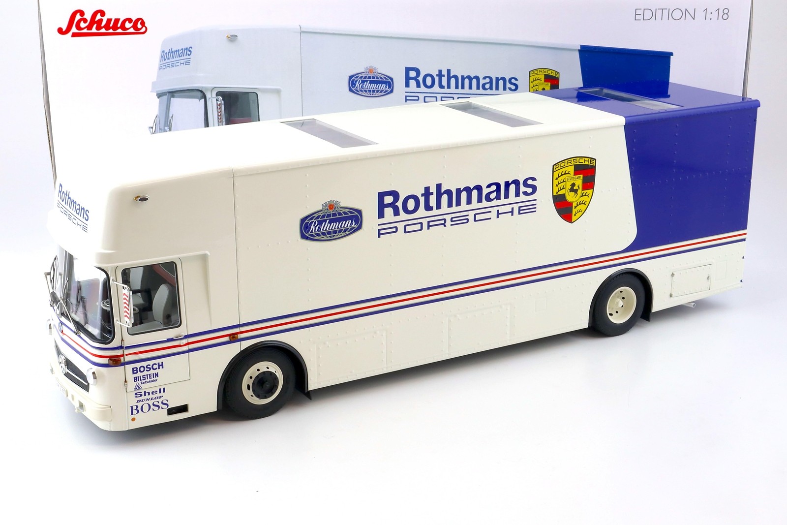 1:18 Schuco Mercedes O317 Rothmans Porsche Truck White/Blue