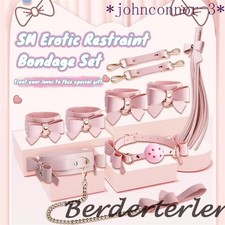 Cute Bow Themed BDSM Bondage Sets Leather Handcuffs Ankle Cuffs Collar For Women