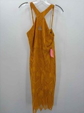 Pre-Owned BCBG Yellow Size 4 Lace Midi Sleeveless Dress