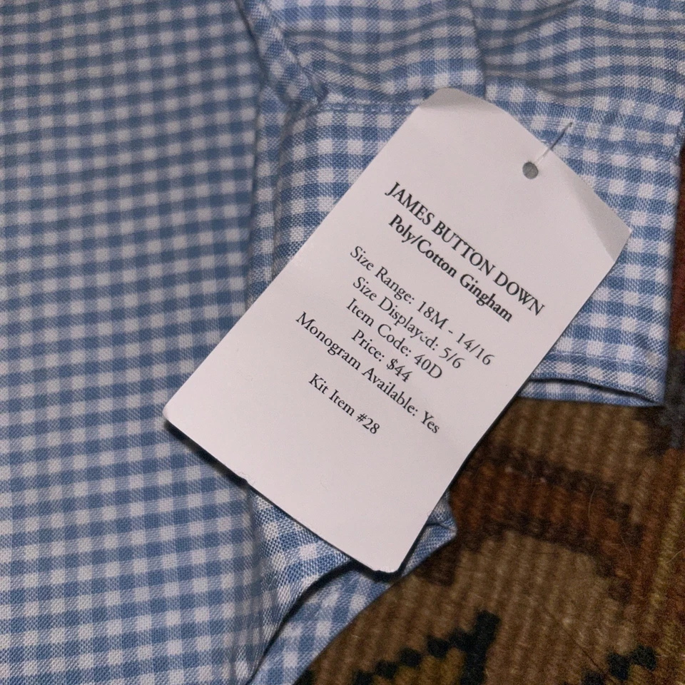 NWT Kelly’s  Kids Boys 5/6 Blue gingham Longsleeve Button Up - Image 2 of 4