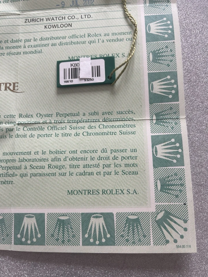 ROLEX Warranty Guarantee Submariner 16610 Garanzia - Immagine 3 di 4