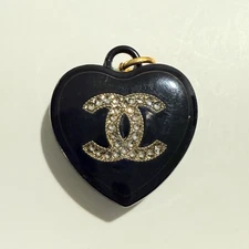 CC Zipper Pull Upcycled Charm Rescued Repurposed Gold Tone Hanger Weighted