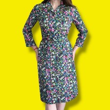 Vintage Floral Dress All Over Flower Print Bright Colorful Flowers Handmade 70s