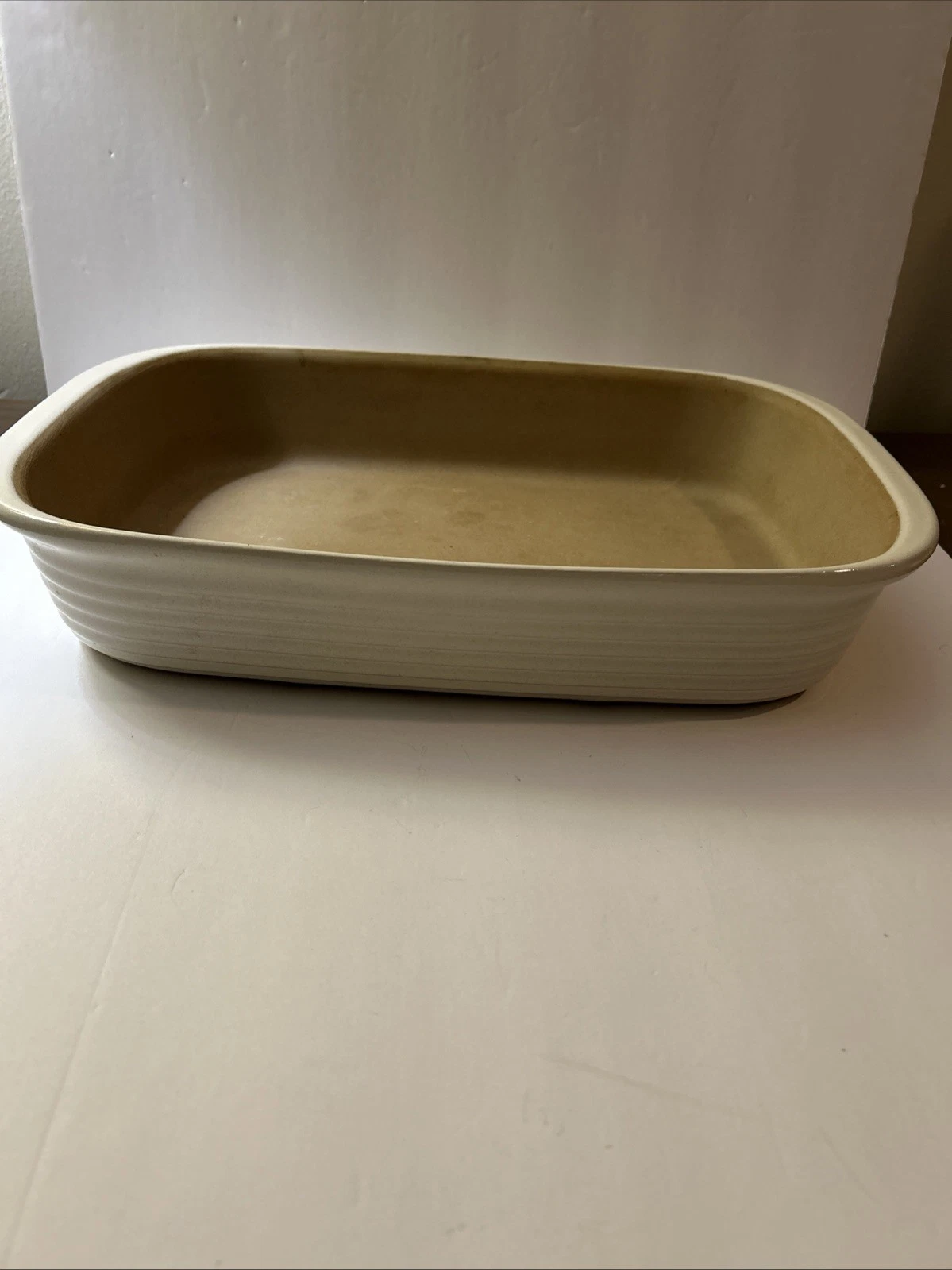 Pampered Chef Family Heritage 9x13 Stoneware White Glazed Lasagna Dish Pan