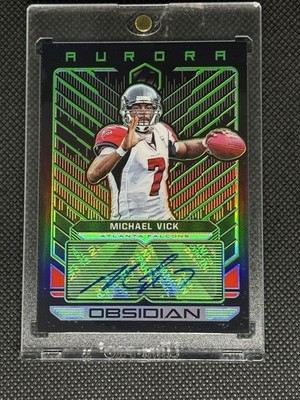 2019 Panini Obsidian Aurora Auto Electric Etch GREEN Michael Vick Auto /15