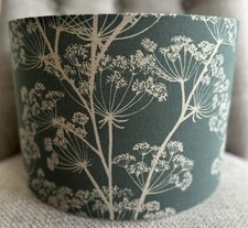 Floral Hedgerow Cow Parsley Lamp Shade Fabric Indigo Blue Country Lampshade