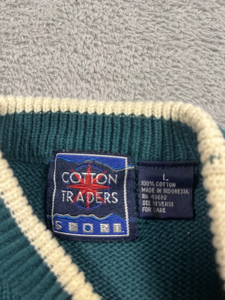 Винтажный хлопковый свитер Traders L вязаный пуловер для гольфа драйверы клюшки дедушка - Изображение 4 из 4