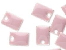12 Silver Plated Rose Enamel 8x5mm Rectangle Charms