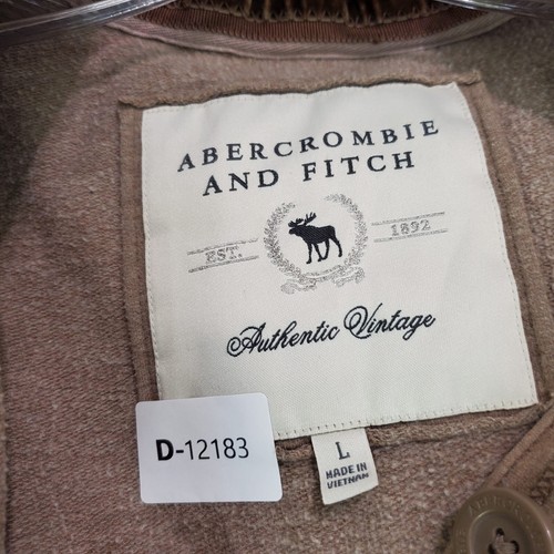 Abercrombie & Fitch Girls Jacket Large Brown Hooded Button Up Pockets Drawstring - Picture 2 of 8