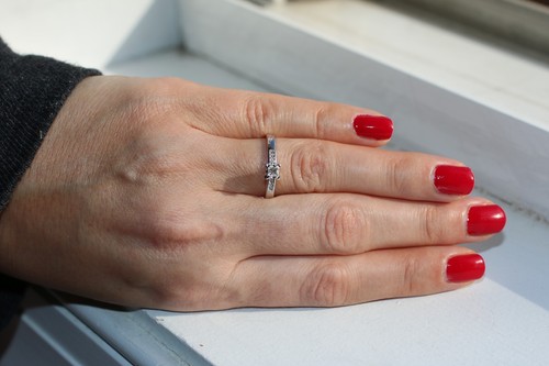 10K Weißgold Princess Cut Diamant Verlobungsring + runde Steine H-VS2 (EJ-69) - Bild 2 von 10