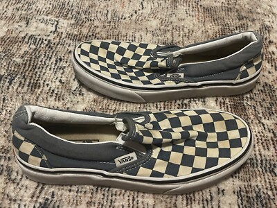 Vans Women’s Teel Blue White Checkerboard Slip On Shoes Men’s Women’s 