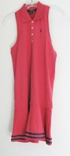 Polo Ralph Lauren Girls Striped Mesh Sleeveless Polo Dress Nantucket Red Sz L