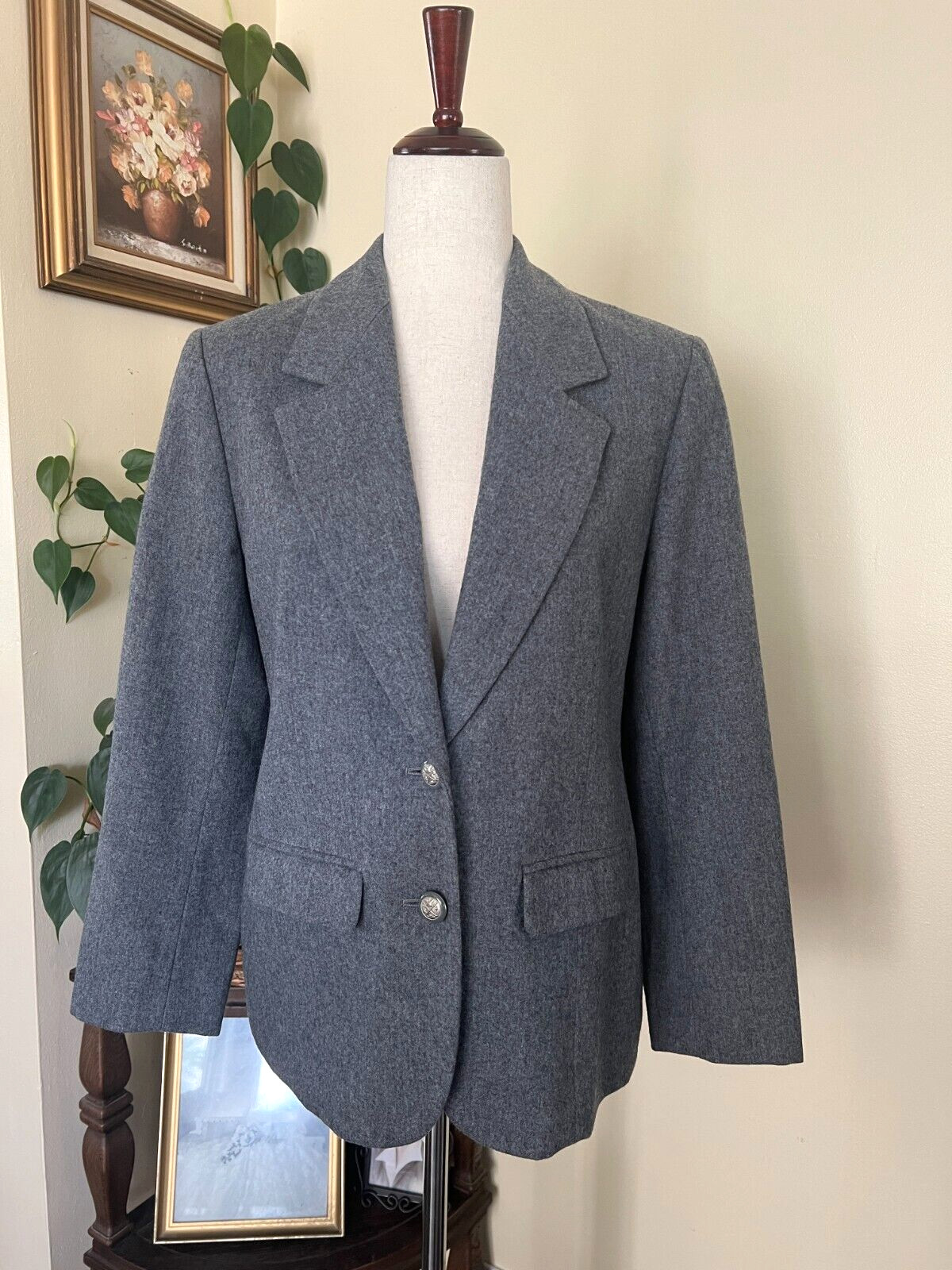 Pendleton Petite Vintage Gray Wool Blazer sz 8 10… - image 1
