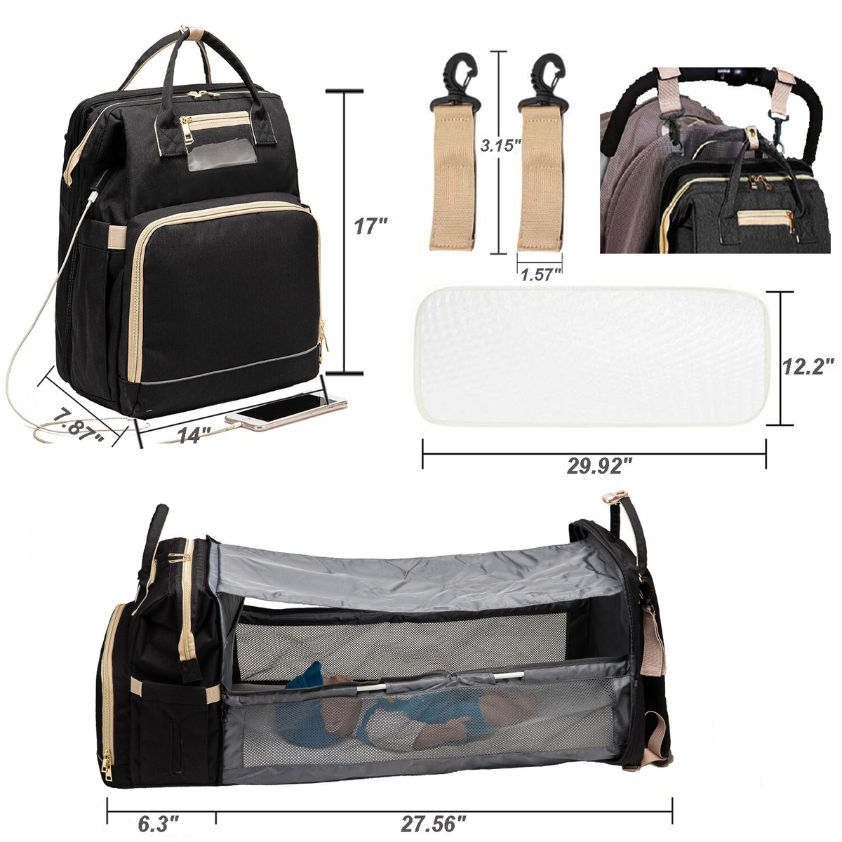 Portable Changing Pad Pomelo Best Diaper Bag Tote Large Unisex