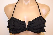 NWT California Waves Bikini Bra Top Black Removable Straps