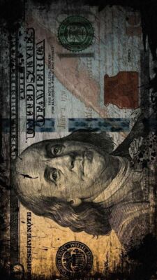 METALLSCHILD US-Dollar Motiv 30 x 20 cm
