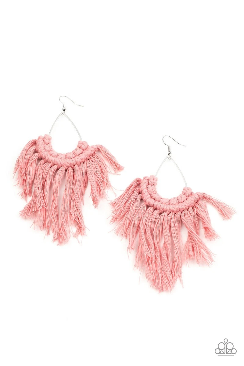 Paparazzi pink macrame on sale earrings
