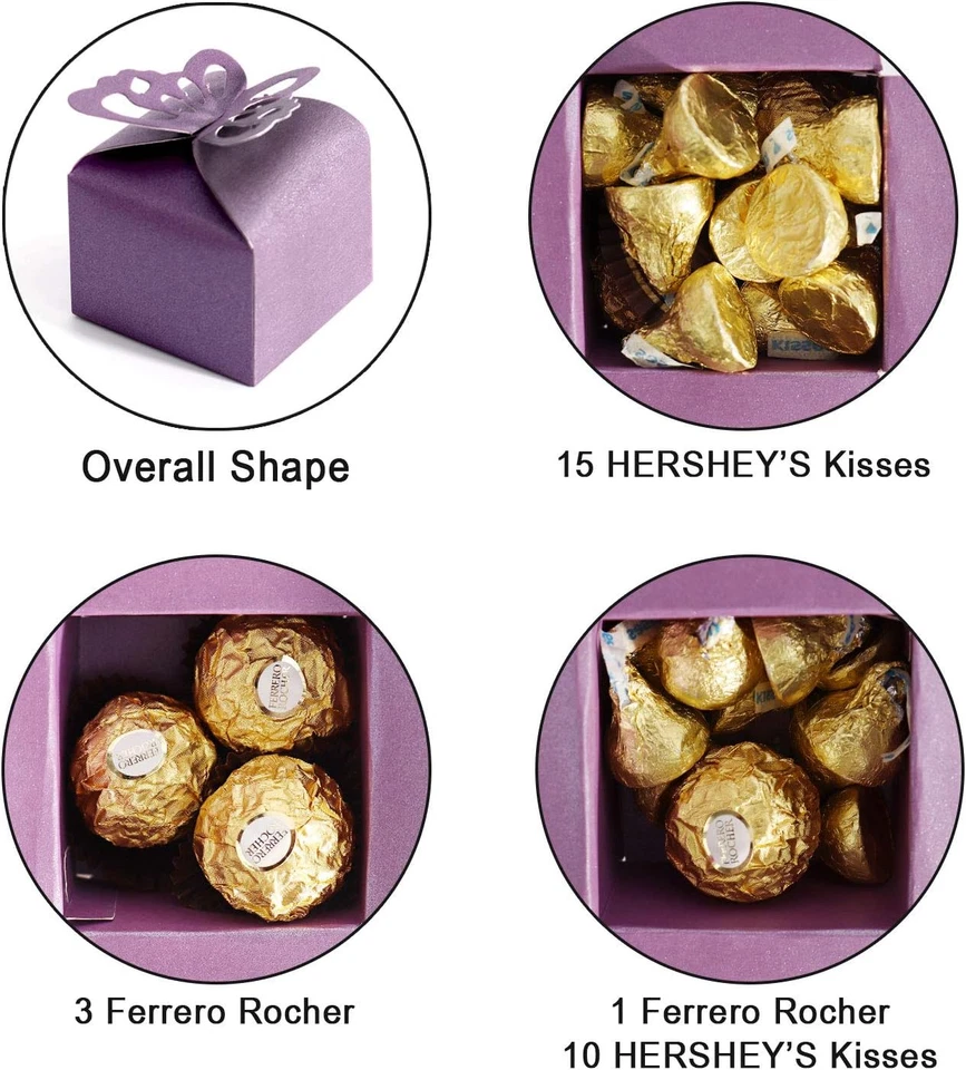 Kslong 50 Piezas Cajas de Favor Mariposa Púrpura Niña Baby Shower Mariposa Caja de Caramelos D Foto 2 de 4