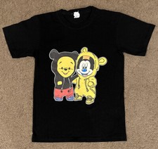 Winnie the Pooh Mickey Mouse Kids Unisex Black T-Shirt Youth XL Disney Graphic