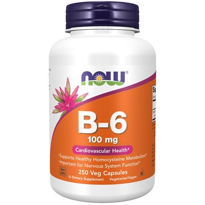 NOW Foods Vitamin B6 250 Count Supports Healthy Homocysteine Metabolism