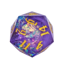 Purple Shimmering Crystal 33mm Chonk d20 | 💀 TPK | Dungeons & Dragons DnD
