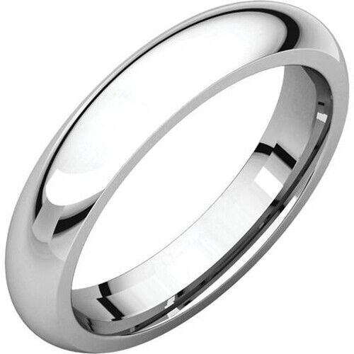 4mm 14K Solid White Gold Dome Half Round Comfort Fit Wedding Band Ring Size 5.75 - Picture 1 of 1
