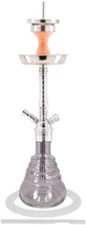 Heavy Metal Brass Hookah SS Glass Made In Germany Shisha w/ 1 Hose, Transparent