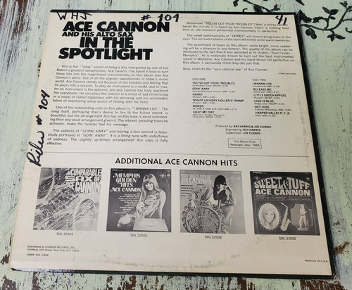 VG Ace Cannon And His Alto Sax In The Spotlight (1968) Hi Records – SHL 32046 US - Picture 4 of 4