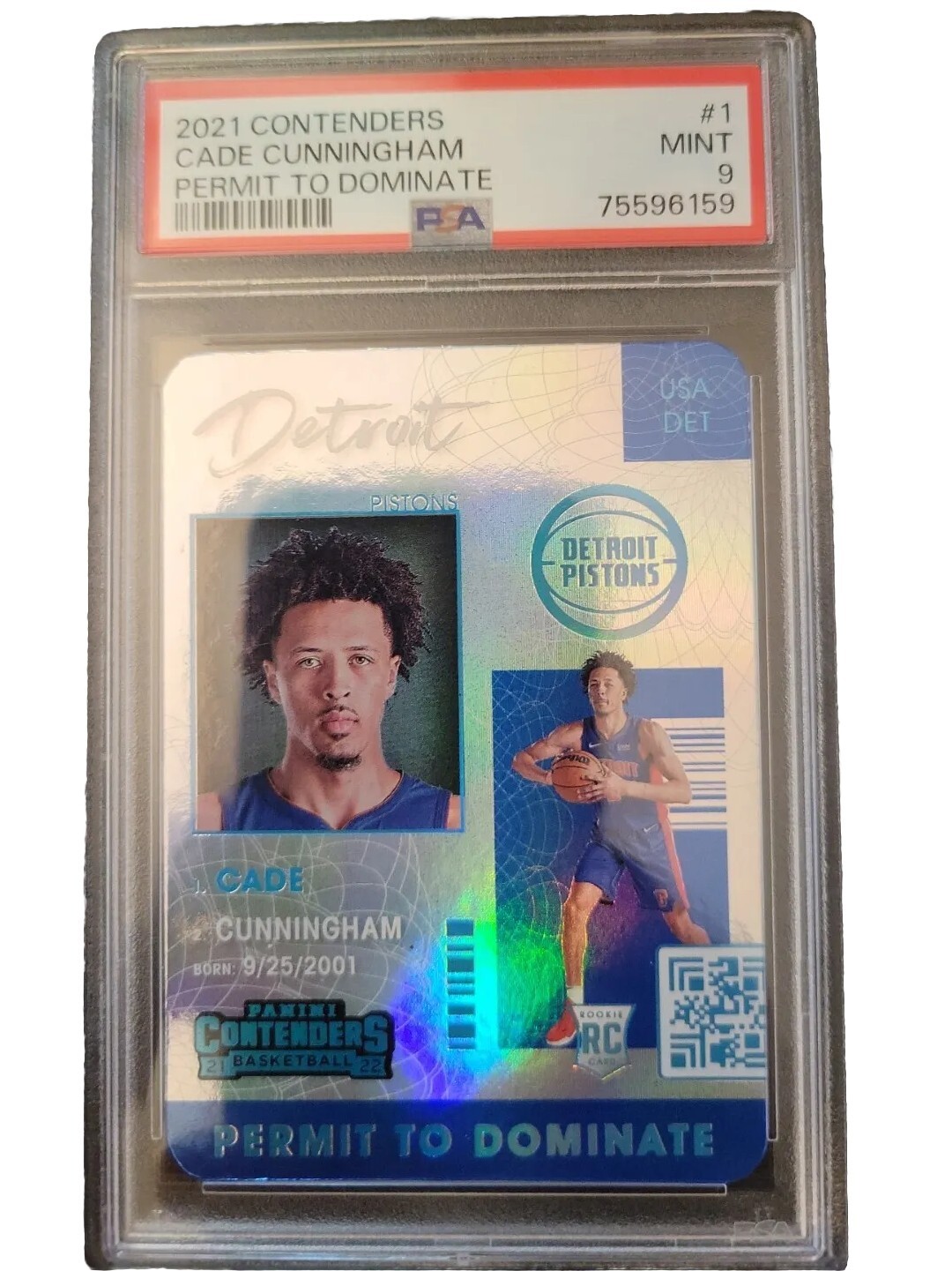 2021 Contenders Cade Cunningham Permit To Dominate RC PSA 9 #1 Pistons
