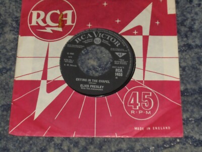 ELVIS PRESLEY- CRYING IN THE CHAPEL / I BELIVE IN THE MAN IN THE SKY  7'' VINYL 
