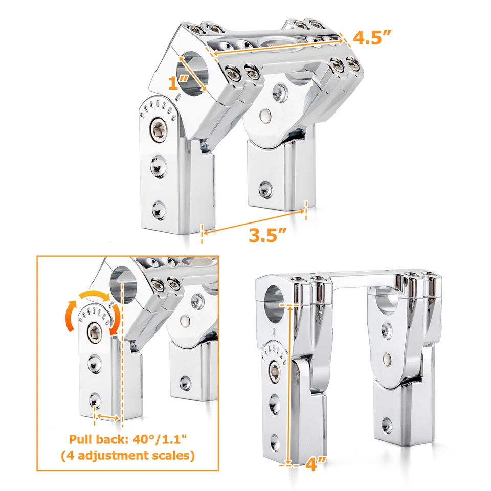 Abrazadera elevadora ajustable de manillar de 4" para Harley Dyna Softail Road King Foto 4 de 4