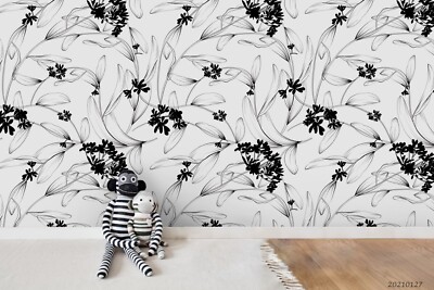 3D Flower Leaves Flora Pattern Wallpaper Wall Murals Removable Wallpaper