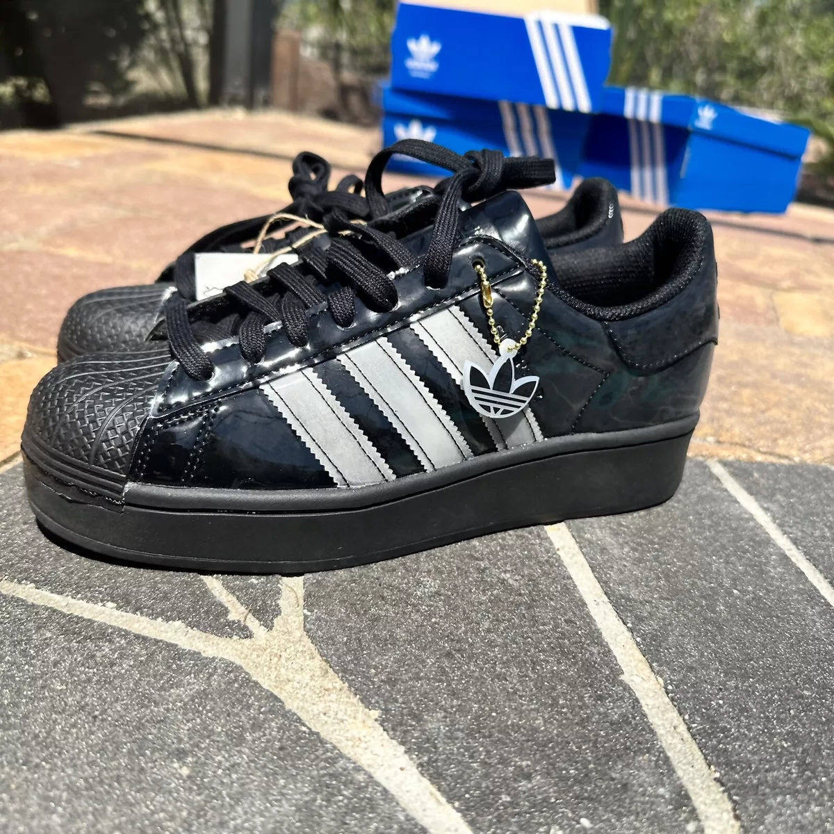 Size 7 - adidas Superstar Bold White Black for sale online