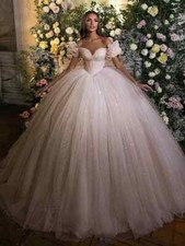 Ball Gowns Princess Wedding Dress Corset Sweetheart Neck Glitter Tulle