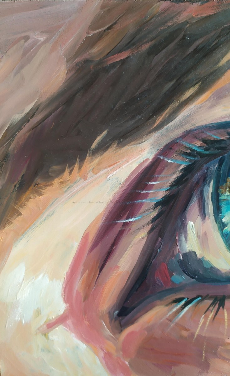Oil Original Portrait Art Blue Eye Painting On Panel | eBay