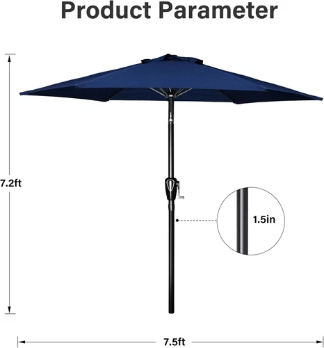 7.5ft/9/10ft Tan/Red Patio Umbrella Dining Table Outdoor Market Umbrella w/Crank - Bild 14 von 44