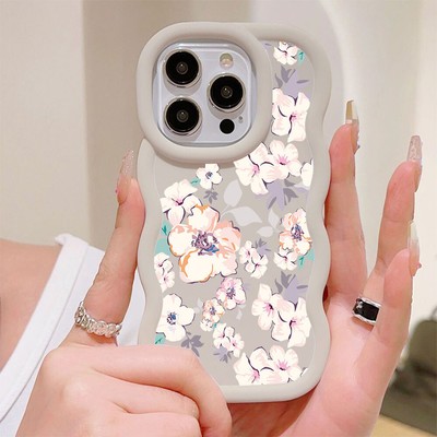 Cute Wave Luxury Flower Women Girls ShockProof Back Case Cover For Various Phone