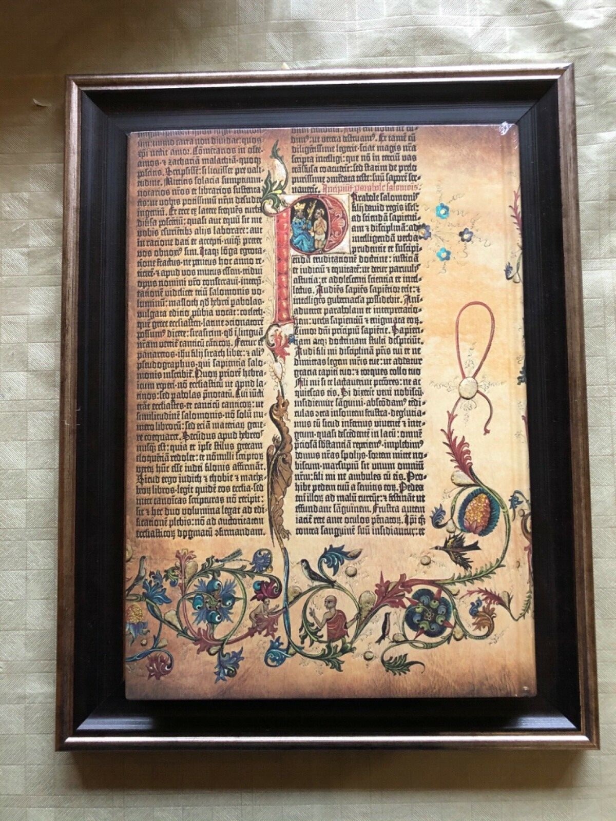 Gutenberg Bible framed print , number 1. Full page.