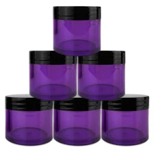 Beauticom® (6 PCS) 30G/30ML High Quality Purple Plastic Jars with Black Lids